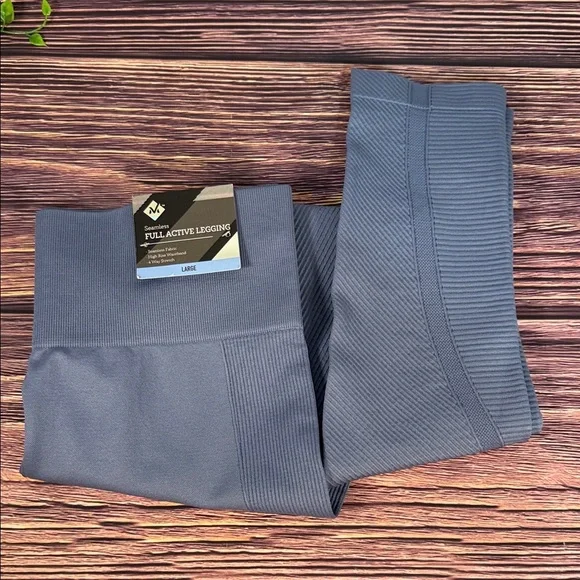 Women's Blue Gray 7/8 Leggings seamless, high-rise waistband, four-way stretch - Picture 10 of 11